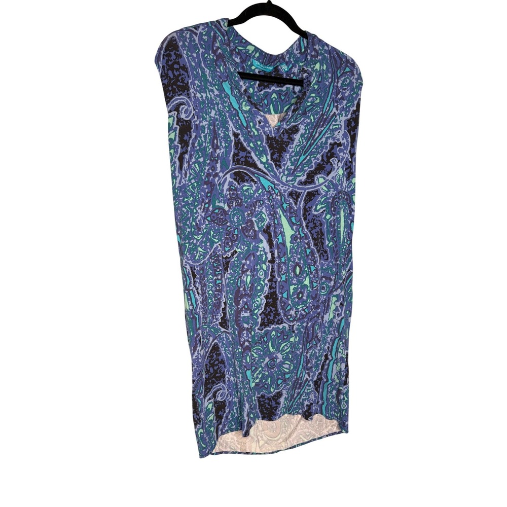 Tori Richards blue paisley print sleeveless mini dress Beach tropical coastal